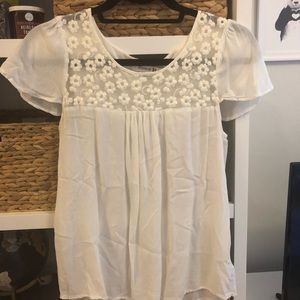 White Blouse with Flower Details